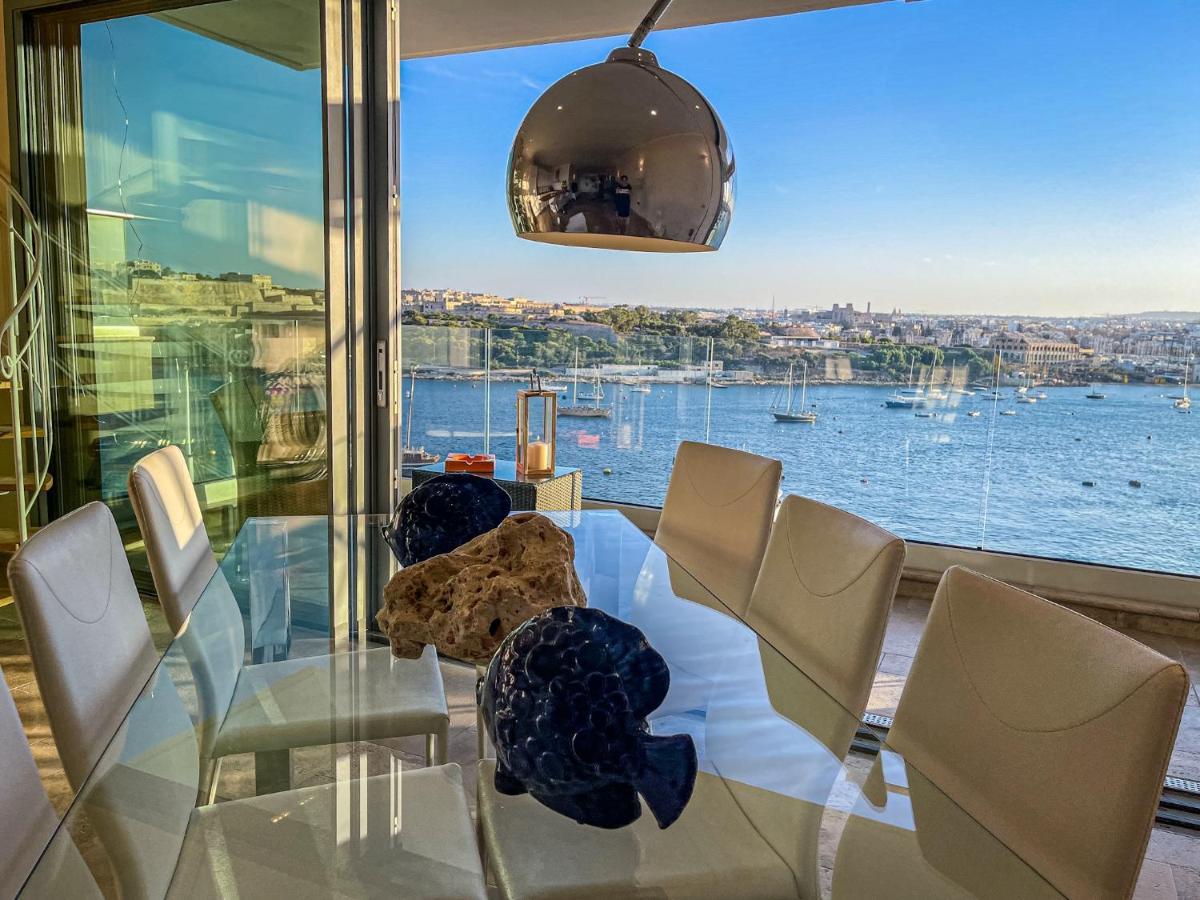 Unique Seafront Triplex Penthouse With Panoramic Bedroom & Rooftop Jacuzzi Overlooking Valletta Sliema Exteriér fotografie