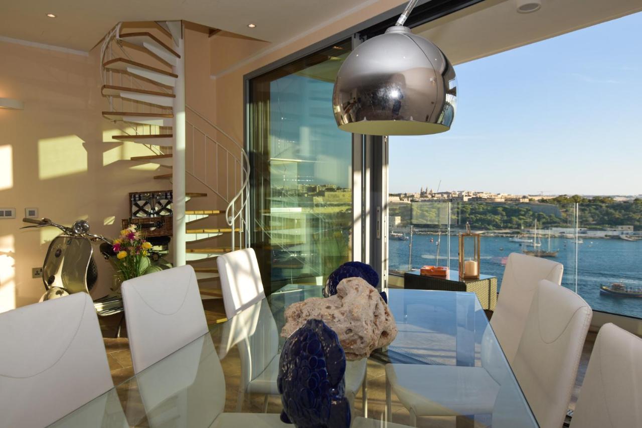 Unique Seafront Triplex Penthouse With Panoramic Bedroom & Rooftop Jacuzzi Overlooking Valletta Sliema Exteriér fotografie